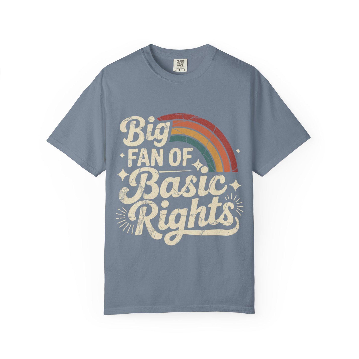 Big Fan of Basic Rights T-Shirt | Retro Rainbow Human Rights Tee