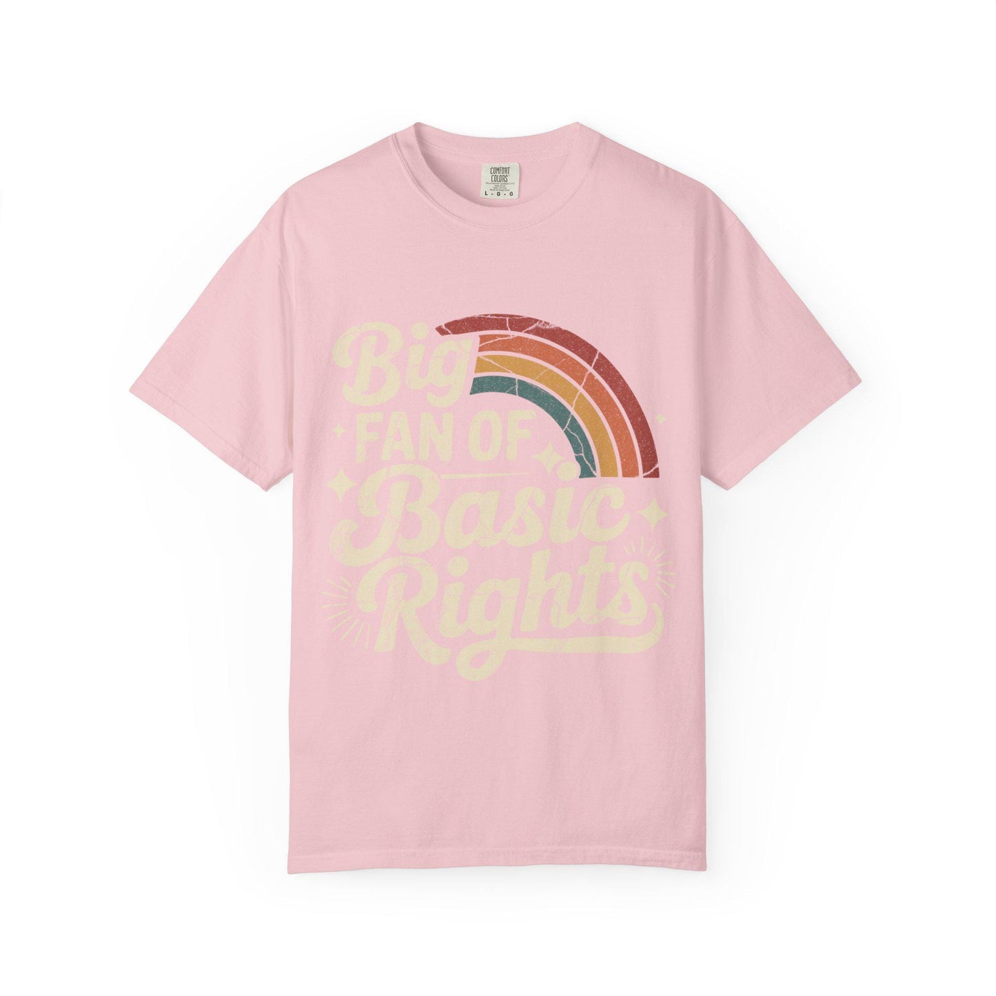 Big Fan of Basic Rights T-Shirt | Retro Rainbow Human Rights Tee