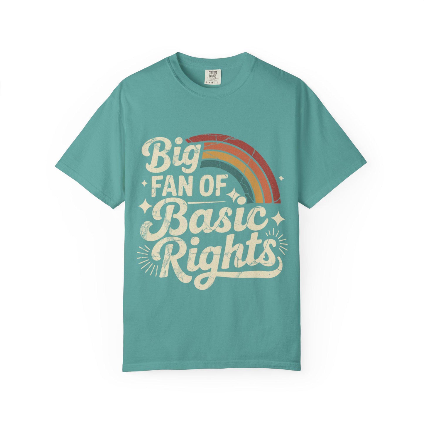 Big Fan of Basic Rights T-Shirt | Retro Rainbow Human Rights Tee